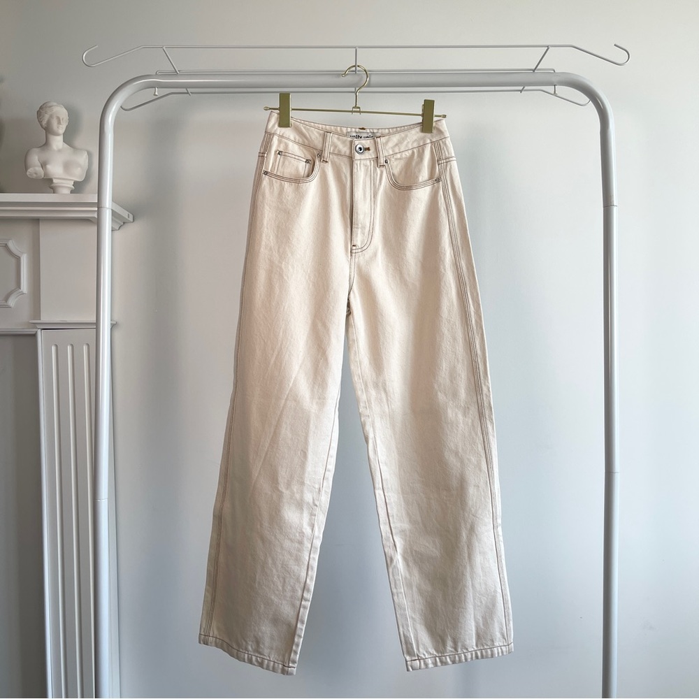 High Rise White Wide Leg Jeans